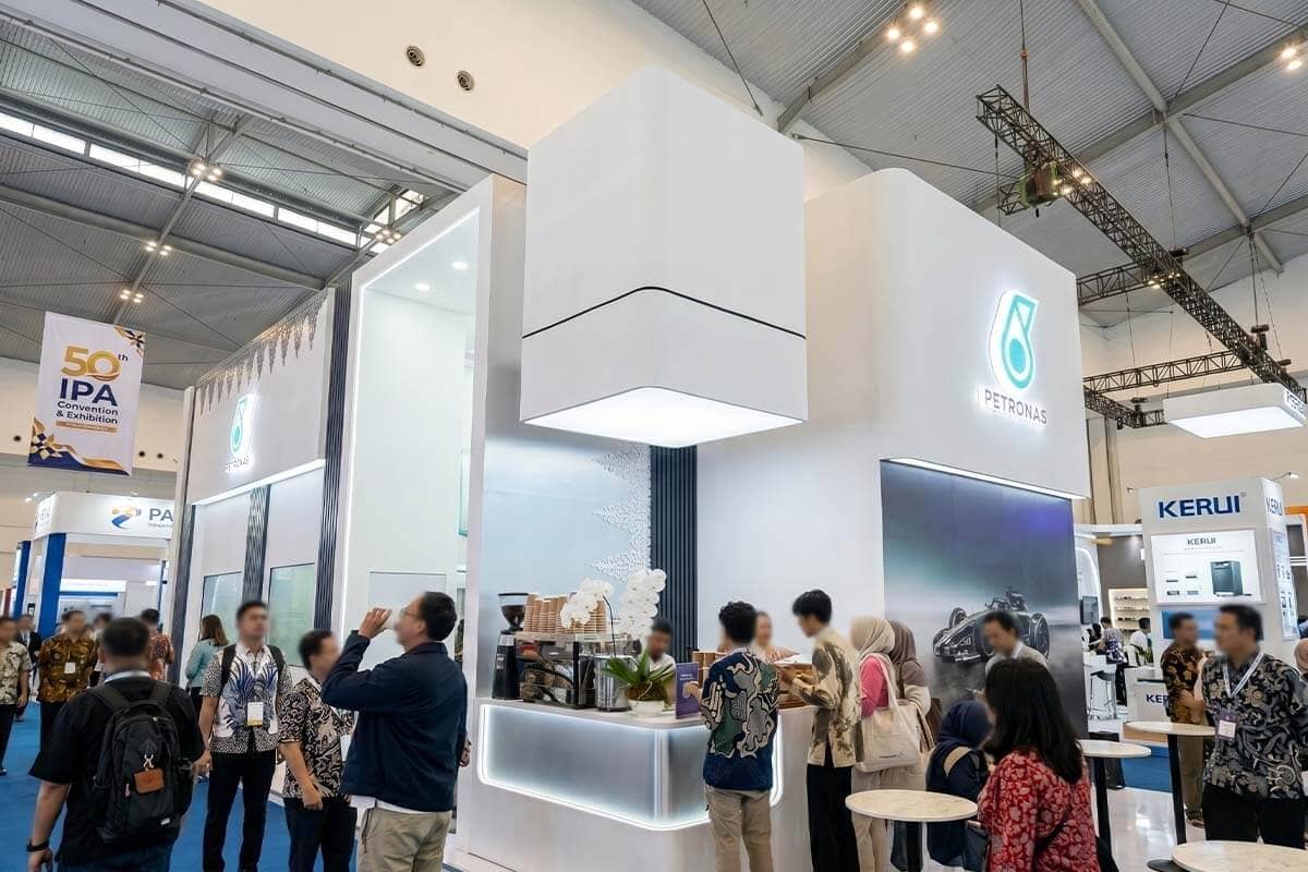 Petronas booth — branded reception area